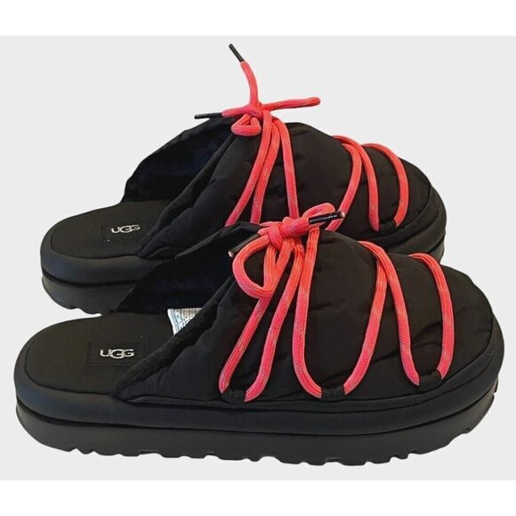 NEW UGG Spaceslider Tech Slide Platform Lug Sole Black Sandals Slippers - Picture 2 of 9